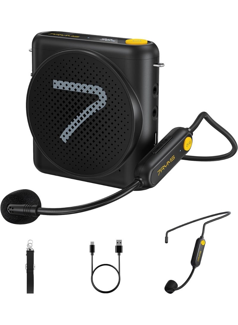 7RYMS WA1 Voice Amplifier with Wireless Headset Microphone for Teachers, Portable Speaker Megaphone with Noise Canceling, 164ft Range, 23H Working, Microphone Speaker for Teaching, Speech, Yoga(Black) - Image 3